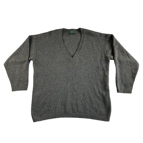 Vintage J. Crew‎ Sweater Mens Medium Gray Lambswool Fisherman Chunky Knit READ - Picture 1 of 12